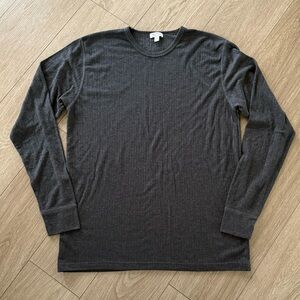 Sunspel Charcoal Long Sleeve Tee ribbed Men’s XXL